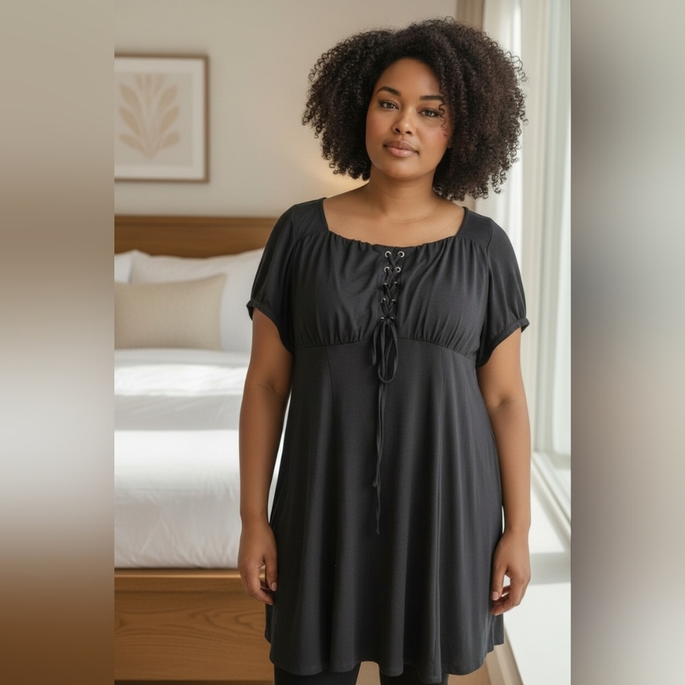 Hot Topic Black Lace-Up Goth Emo Dress Plus Size